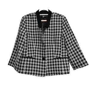 Black Label by Evan Picone Blazer Siz16 White Black Work Party One button Closur